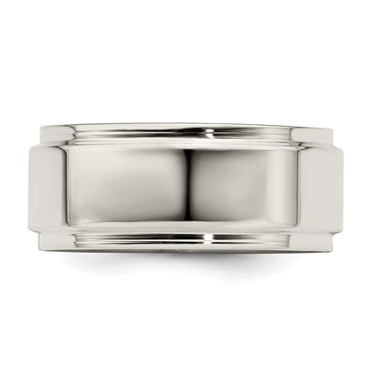 Sterling Silver 8mm Flat with Step Edge Size 11 Band