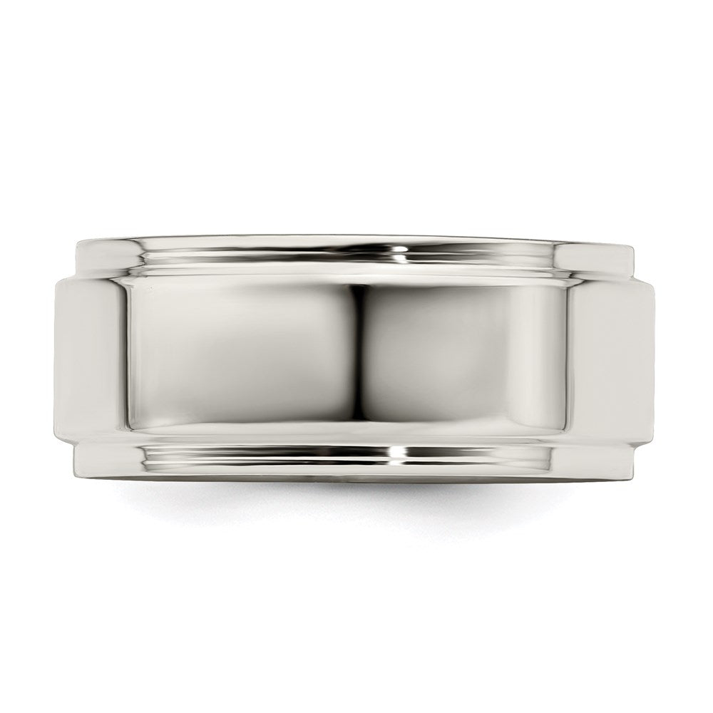 Sterling Silver 8mm Flat with Step Edge Size 9 Band