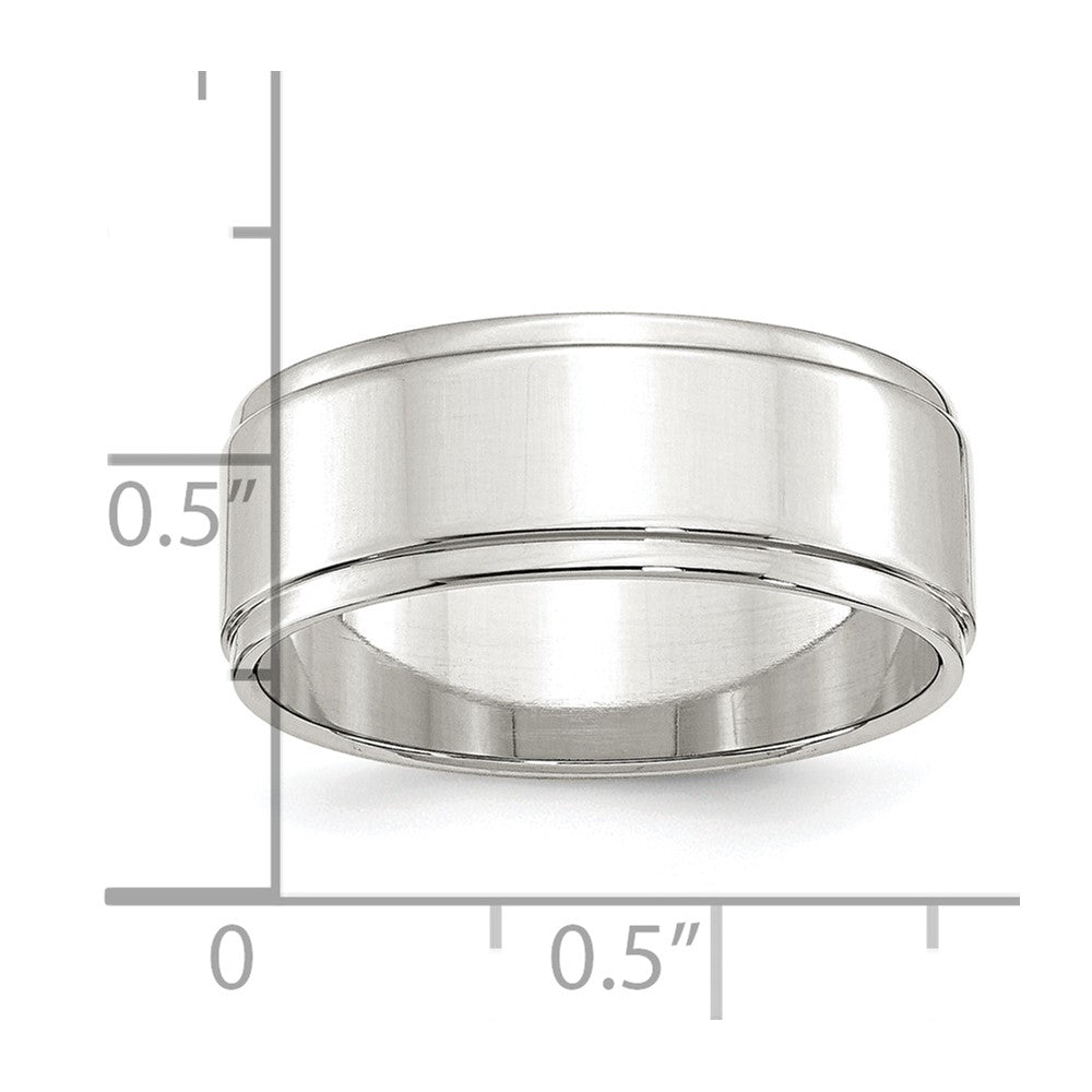 Sterling Silver 8mm Flat with Step Edge Size 13 Band