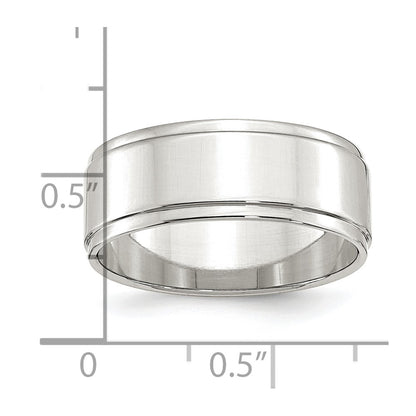 Sterling Silver 8mm Flat with Step Edge Size 12.5 Band