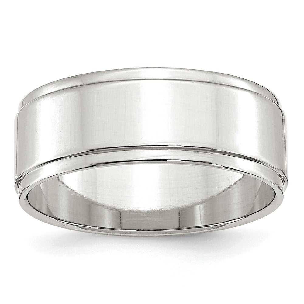 Sterling Silver 8mm Flat with Step Edge Size 11.5 Band