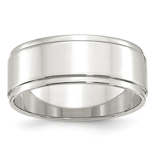 Sterling Silver 8mm Flat with Step Edge Size 11.5 Band