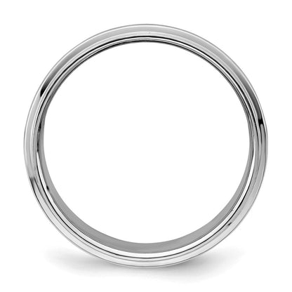 Sterling Silver Rhodium-plated 8mm Flat w/ Step Edge Size 11 Band