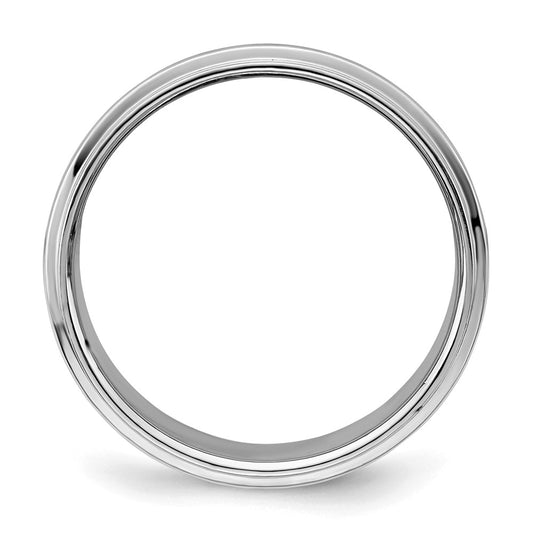 Sterling Silver Rhodium-plated 8mm Flat w/ Step Edge Size 8 Band
