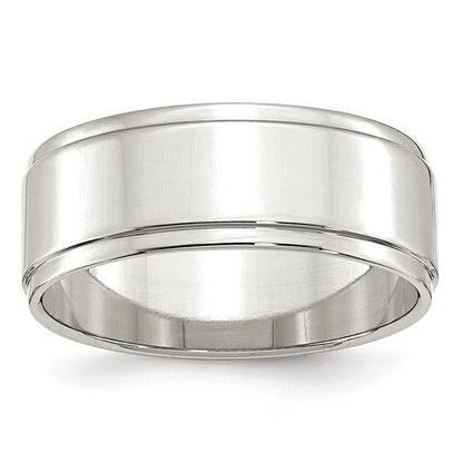 Sterling Silver 8mm Flat with Step Edge Size 6.5 Band