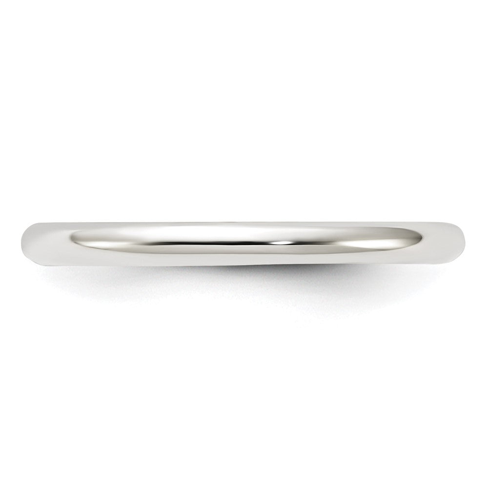 Sterling Silver Rhodium-plated 2mm Half-Round Size 6 Band
