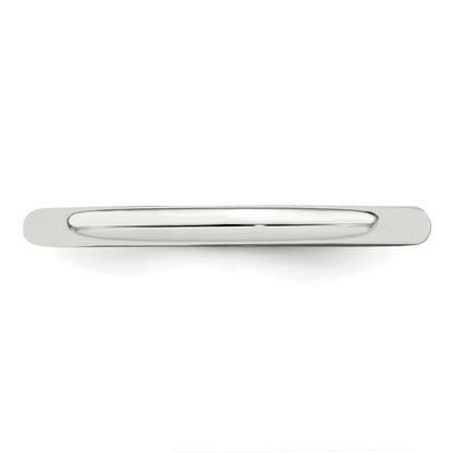 Sterling Silver Rhodium-plated 2mm Half-Round Size 8.5 Band