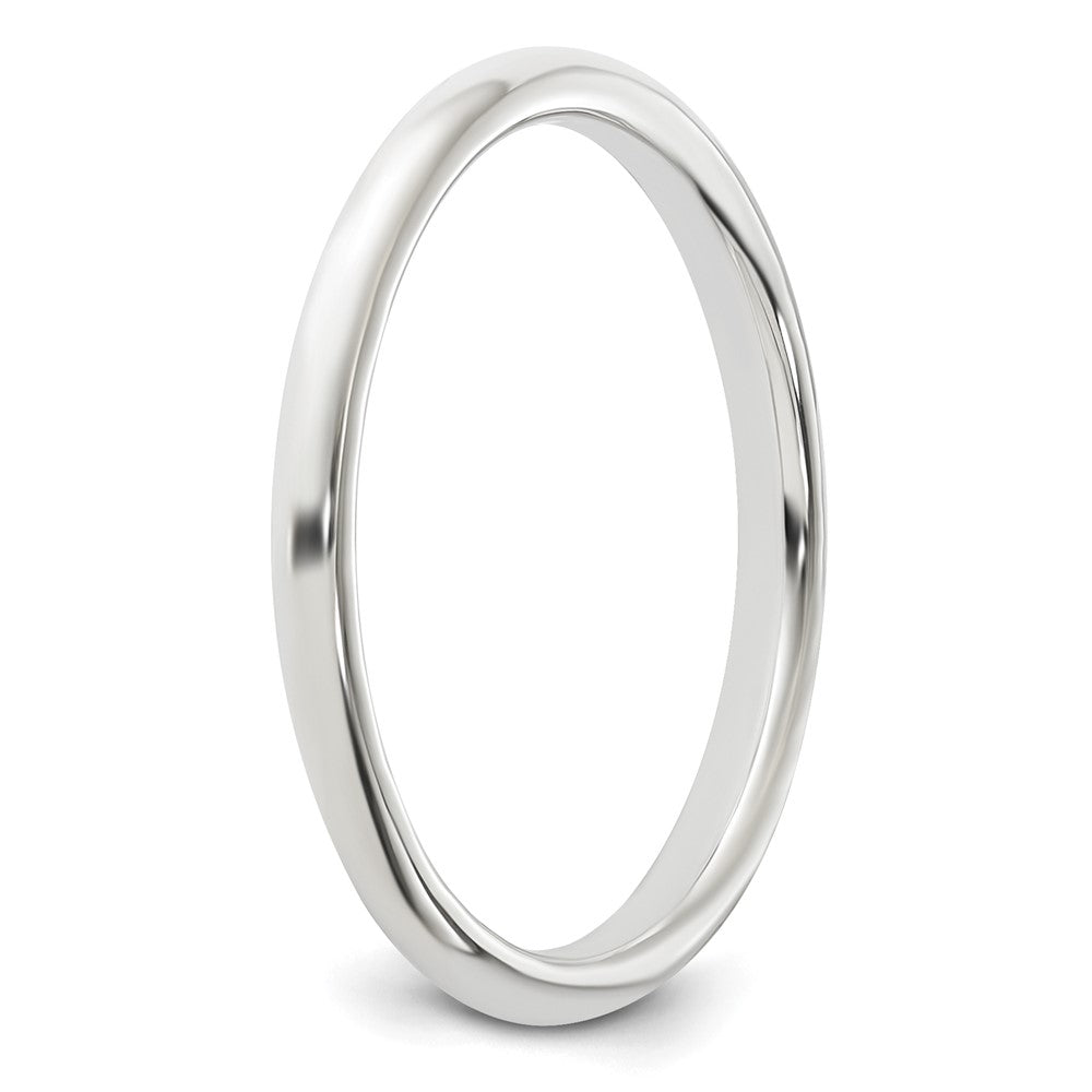 Sterling Silver Rhodium-plated 2mm Half-Round Size 6 Band