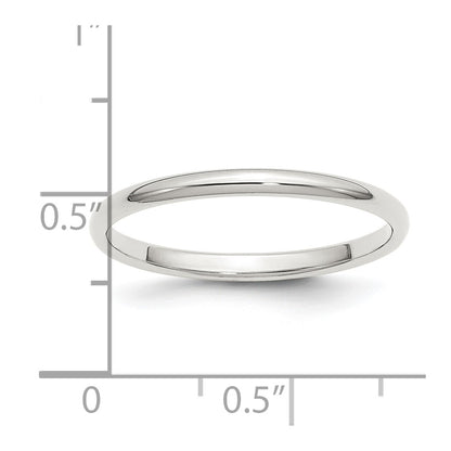 Sterling Silver Rhodium-plated 2mm Half-Round Size 10 Band