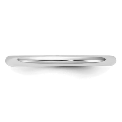 Sterling Silver Rhodium-plated 2mm Half-Round Size 10 Band