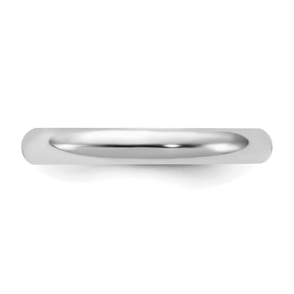 Sterling Silver Rhodium-plated 3mm Half-Round Size 8.5 Band