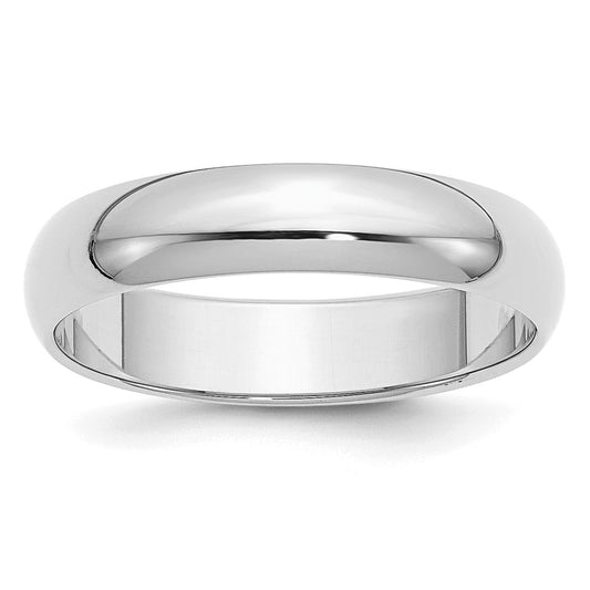 Sterling Silver Rhodium-plated 5mm Half-Round Size 9.5 Band