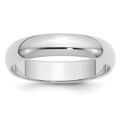 Sterling Silver Rhodium-plated 5mm Half-Round Size 7.5 Band