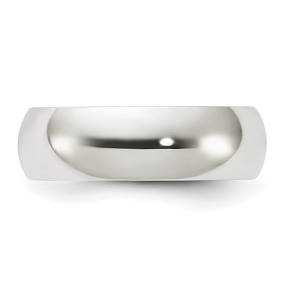 Sterling Silver Rhodium-plated 6mm Half-Round Size 8 Band