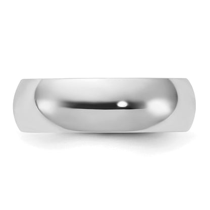 Sterling Silver Rhodium-plated 6mm Half-Round Size 5 Band