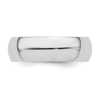 Sterling Silver Rhodium-plated 6mm Half-Round Size 9.5 Band