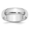 Sterling Silver Rhodium-plated 6mm Half-Round Size 8 Band