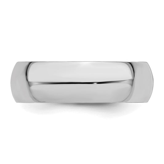 Sterling Silver Rhodium-plated 7mm Half-Round Size 7 Band