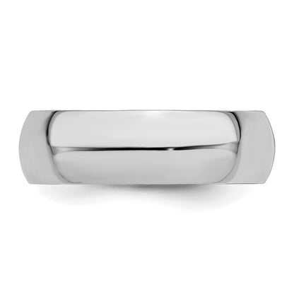 Sterling Silver Rhodium-plated 7mm Half-Round Size 8 Band