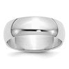 Sterling Silver Rhodium-plated 7mm Half-Round Size 8 Band