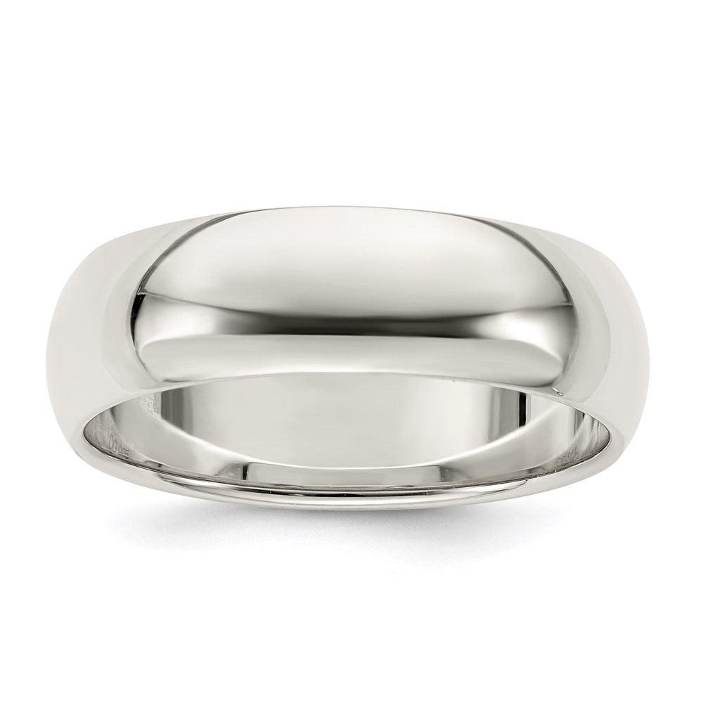 Sterling Silver 7mm Half Round Size 7.5 Band