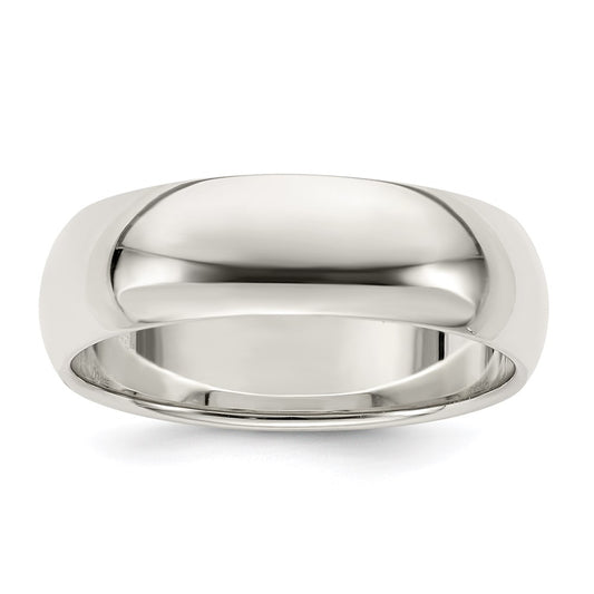 Sterling Silver 7mm Half Round Size 7.5 Band