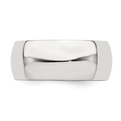 Sterling Silver 8mm Half Round Size 10 Band