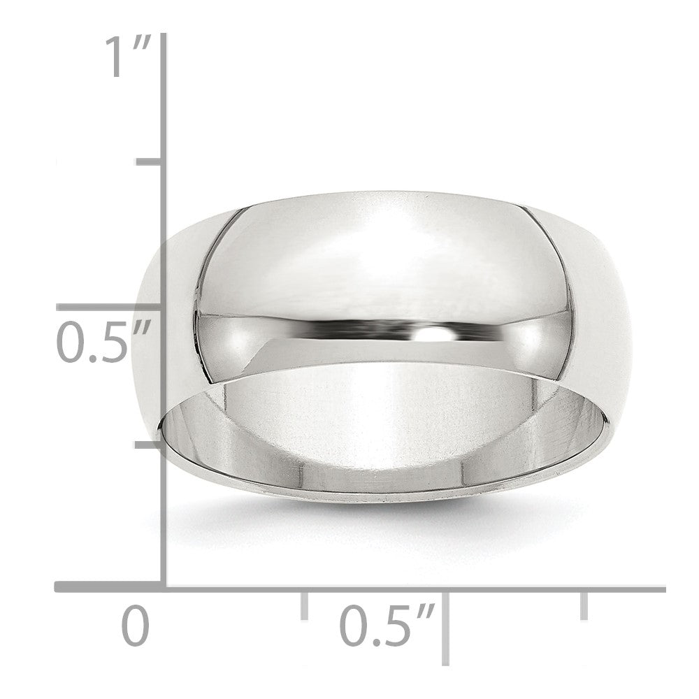 Sterling Silver 8mm Half Round Size 10 Band
