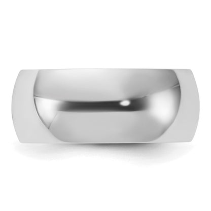 Sterling Silver Rhodium-plated 8mm Half-Round Size 6 Band