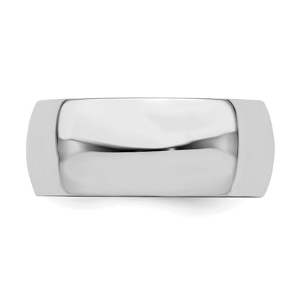 Sterling Silver Rhodium-plated 8mm Half-Round Size 11 Band