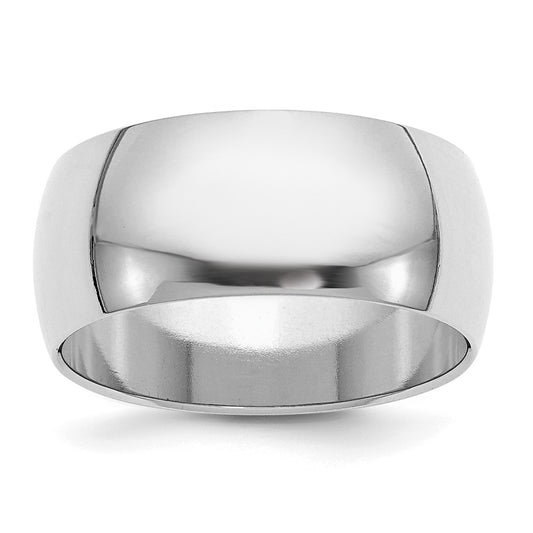 Sterling Silver Rhodium-plated 9mm Half-Round Size 5 Band