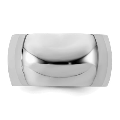 Sterling Silver Rhodium-plated 10mm Half-Round Size 9 Band