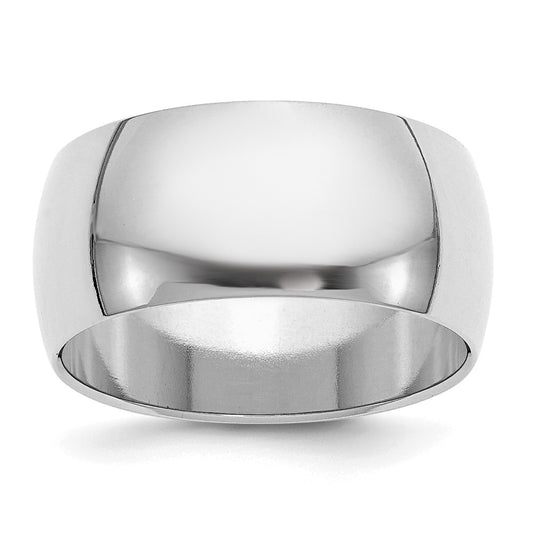 Sterling Silver Rhodium-plated 10mm Half-Round Size 9 Band