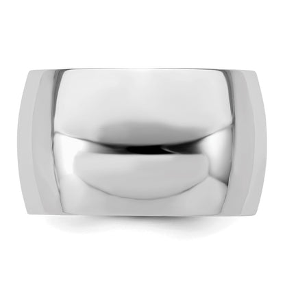 Sterling Silver Rhodium-plated 12mm Half-Round Size 13 Band