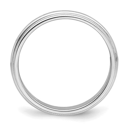 Sterling Silver Rhodium-plated 3mm Half Round Milgrain Size 7.5 Band