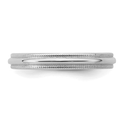 Sterling Silver Rhodium-plated 3mm Half Round Milgrain Size 8 Band