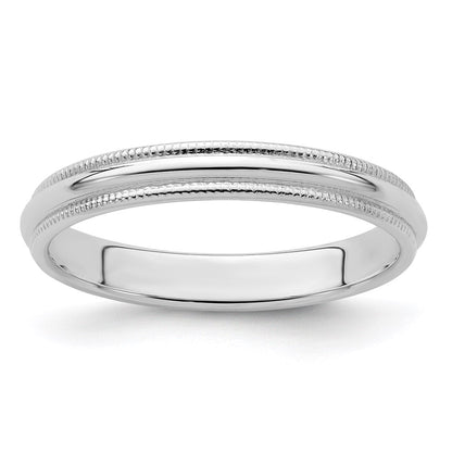 Sterling Silver 3mm Half Round Milgrain Size 6.5 Band