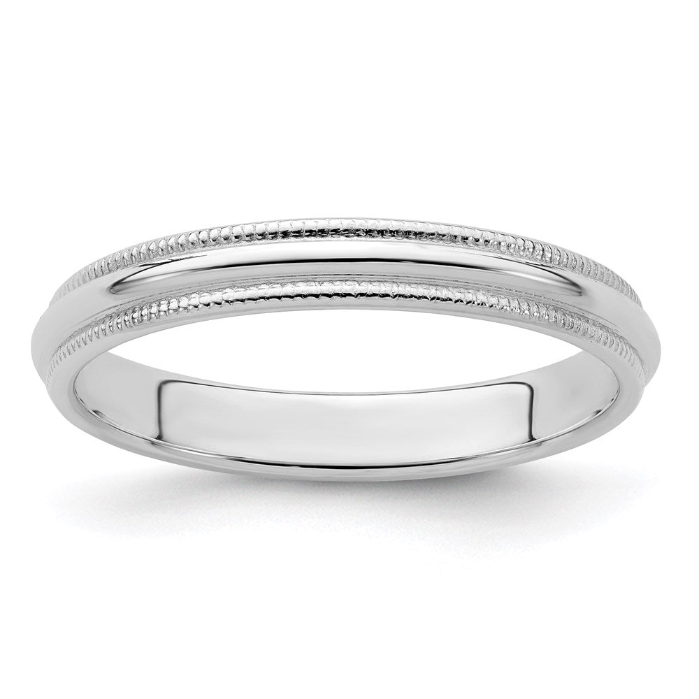 Sterling Silver 3mm Half Round Milgrain Size 10.5 Band