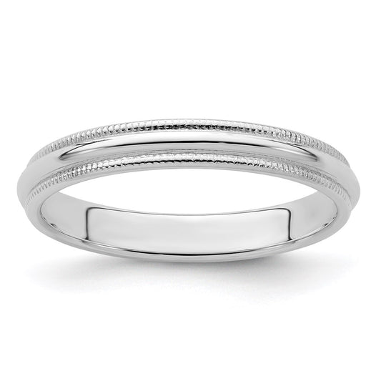 Sterling Silver 3mm Half Round Milgrain Size 7.5 Band