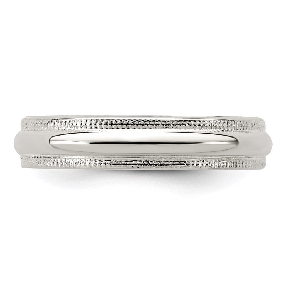 Sterling Silver 4mm Half Round Milgrain Size 6 Band