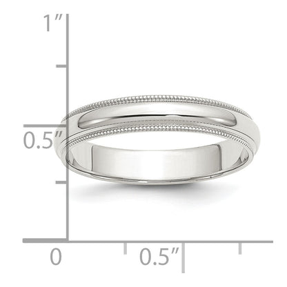 Sterling Silver 4mm Half Round Milgrain Size 11.5 Band
