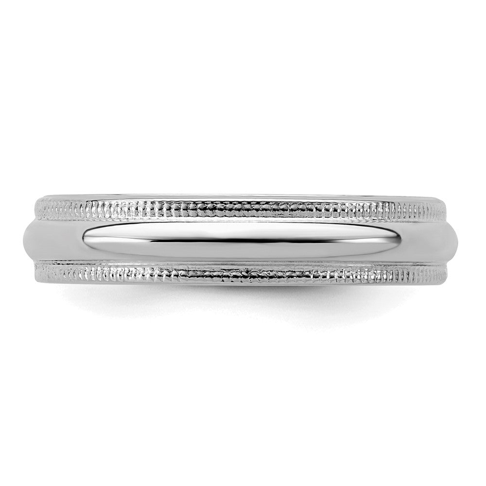 Sterling Silver Rhodium-plated 4mm Half Round Milgrain Size 11 Band