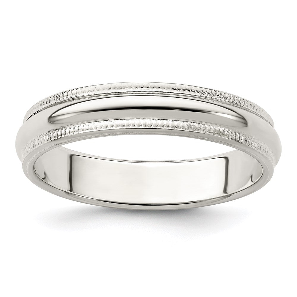 Sterling Silver 4mm Half Round Milgrain Size 5.5 Band