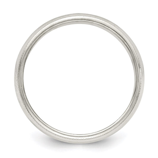 Sterling Silver 5mm Half Round Milgrain Size 7.5 Band