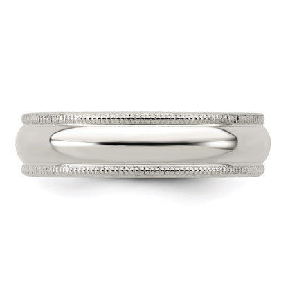Sterling Silver 5mm Half Round Milgrain Size 4.5 Band