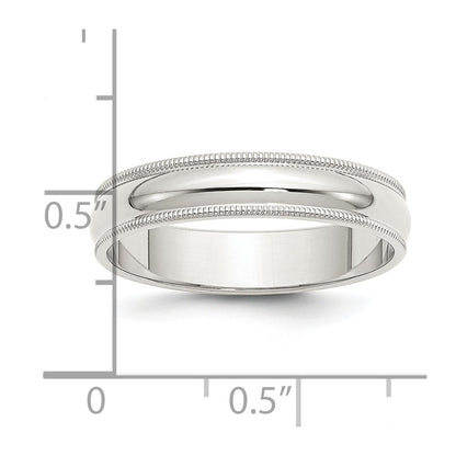 Sterling Silver 5mm Half Round Milgrain Size 5.5 Band