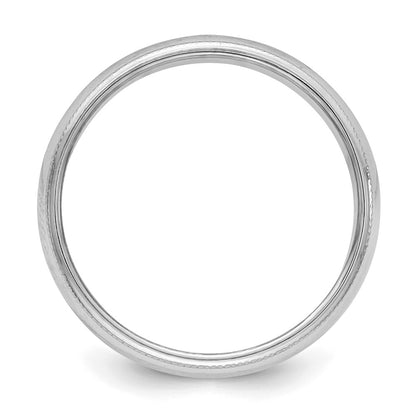 Sterling Silver Rhodium-plated 5mm Half Round Milgrain Size 6 Band