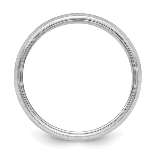 Sterling Silver Rhodium-plated 5mm Half Round Milgrain Size 8 Band