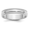 Sterling Silver Rhodium-plated 5mm Half Round Milgrain Size 6 Band