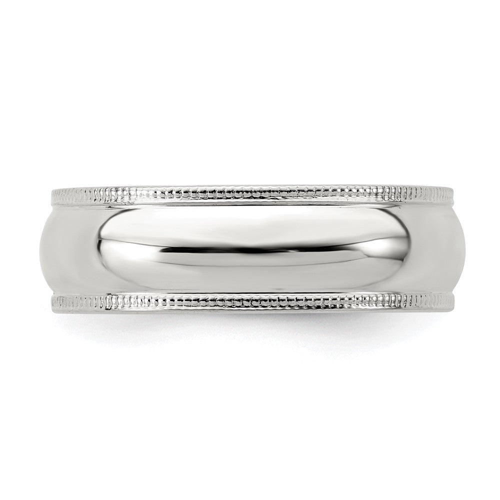 Sterling Silver 6mm Half Round Milgrain Size 10 Band